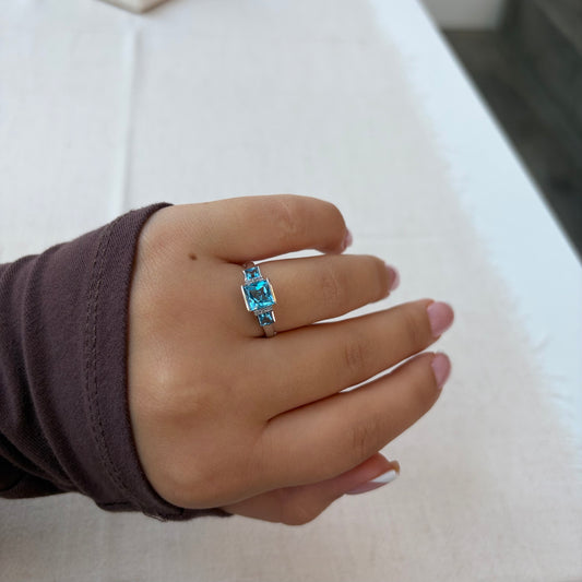 Blue Topaz & Diamond Ring