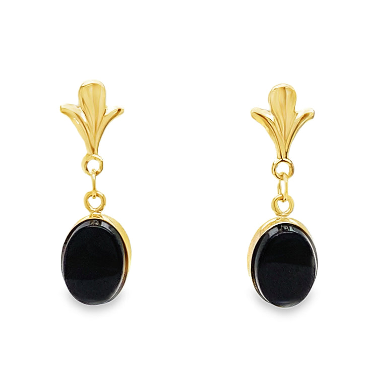 Black Onyx Drop Studs
