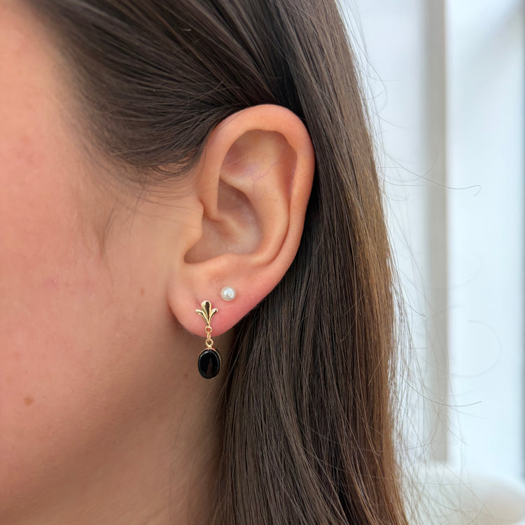 Black Onyx Drop Studs