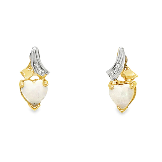 Heart Cut Opal & Diamond Studs