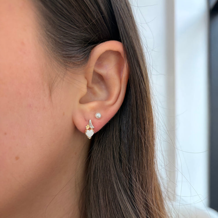 Heart Cut Opal & Diamond Studs