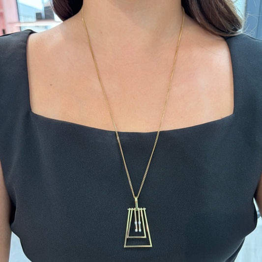 Geometric Moving Diamond Necklace