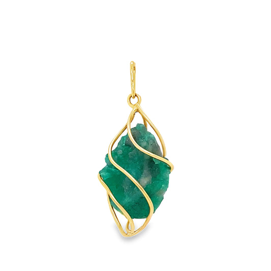 Natural Uncut Emerald Pendant