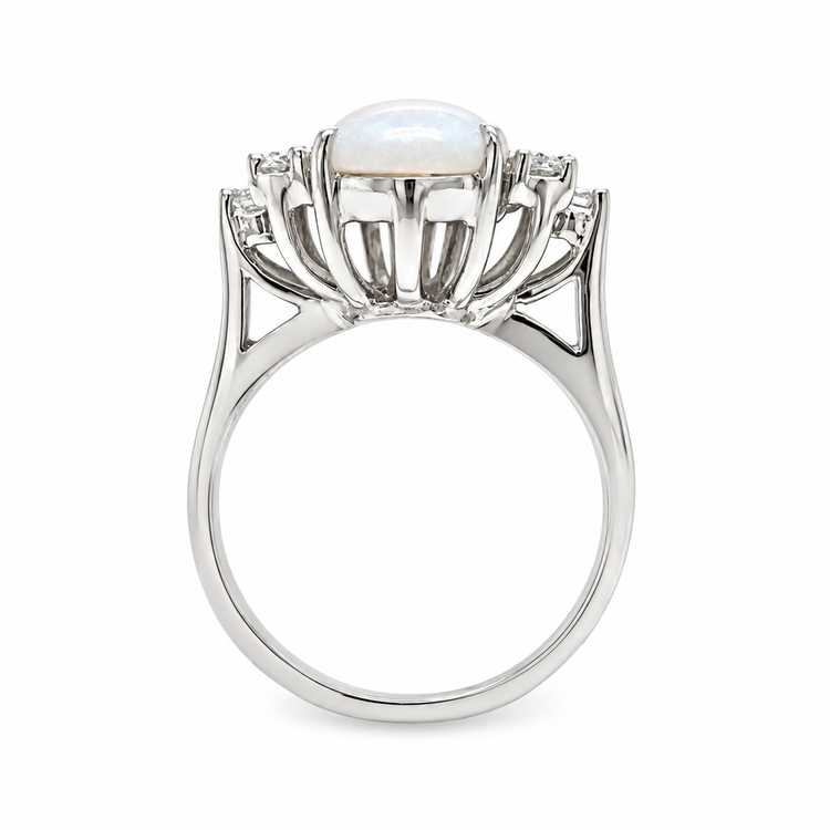 Pear Cut Opal & Diamond Ring