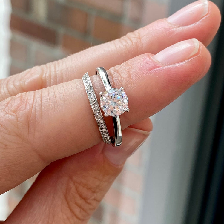 Flat Side Diamond Wedding Band