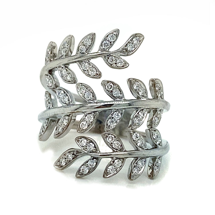 Wrap Around Diamond Leaf Ring