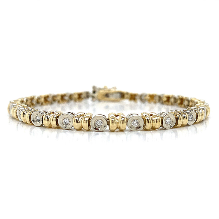 Two Tone Bezel Diamond Tennis Bracelet