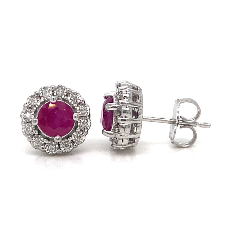 Ruby & Diamond Studs