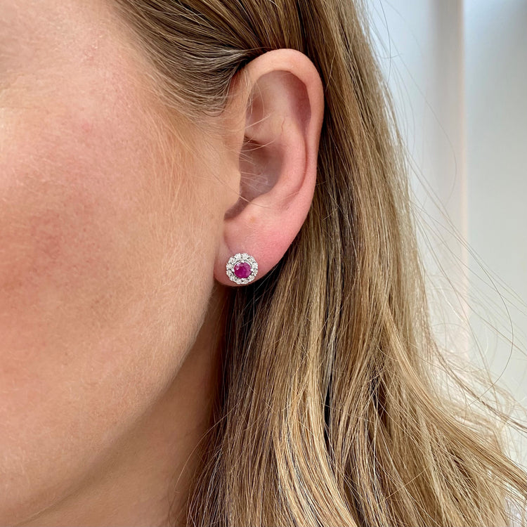 Ruby & Diamond Studs