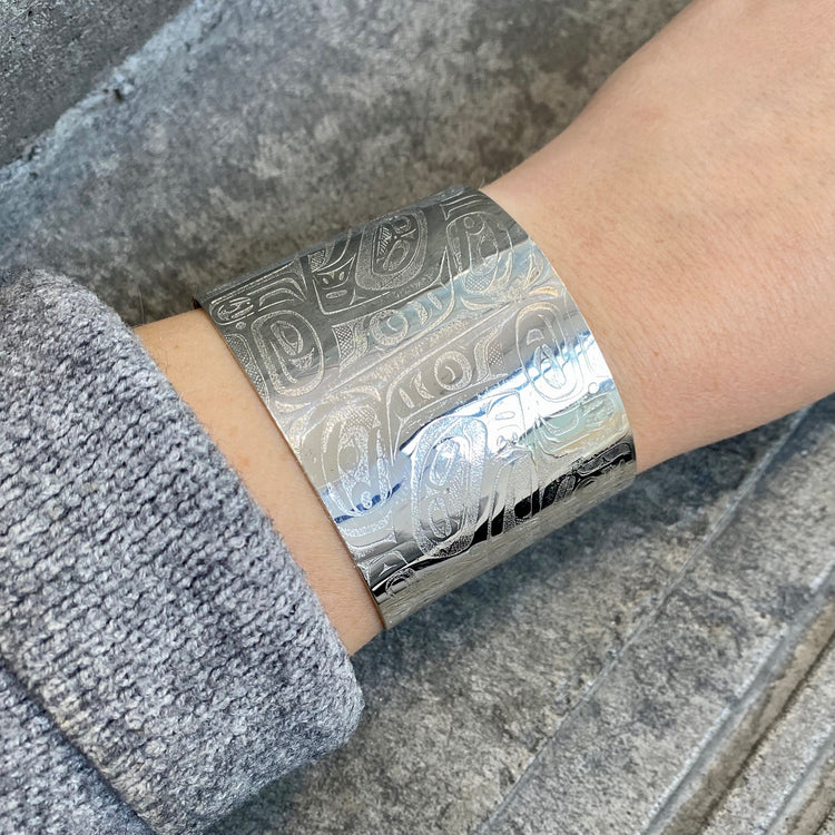 Wide Carved Cuff Bangle