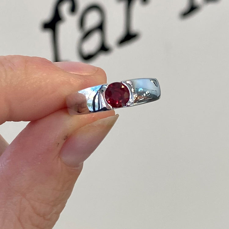 Half Bezel Ruby Solitaire Ring