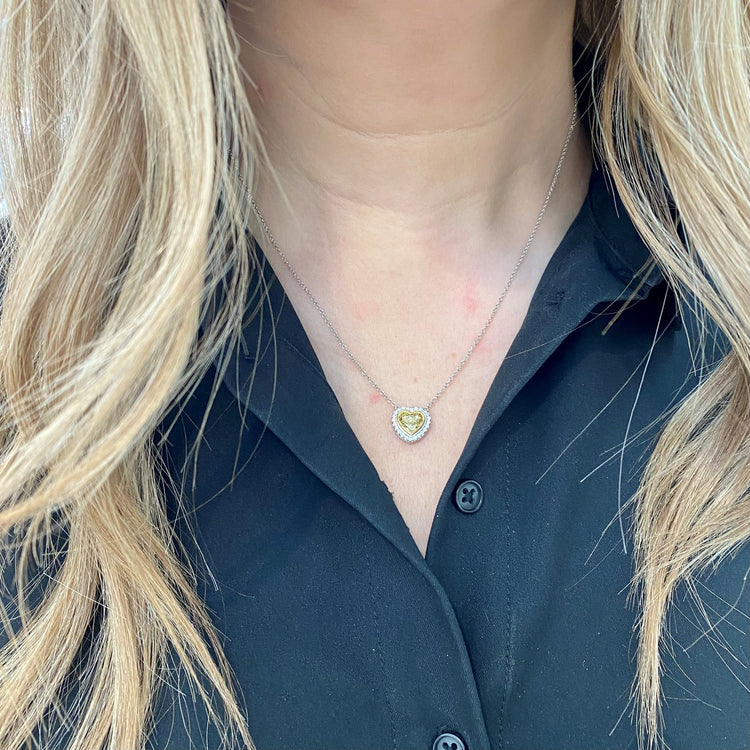 Natural Yellow Diamond Heart Necklace