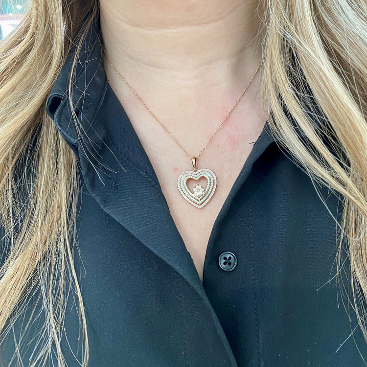 Tri Gold Diamond & Morganite Necklace