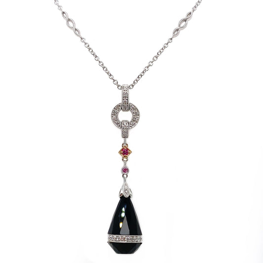 Onyx, Diamond & Sapphire Necklace