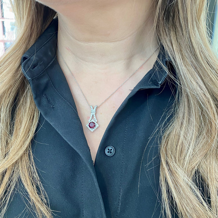 Rhodolite Garnet & Diamond Pendant