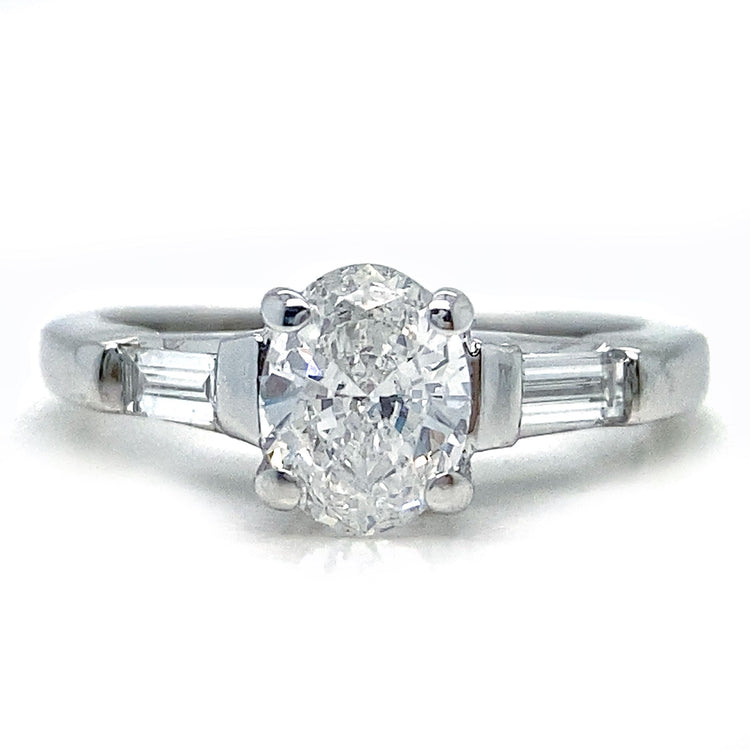 Oval & Baguette Diamond Wedding Set