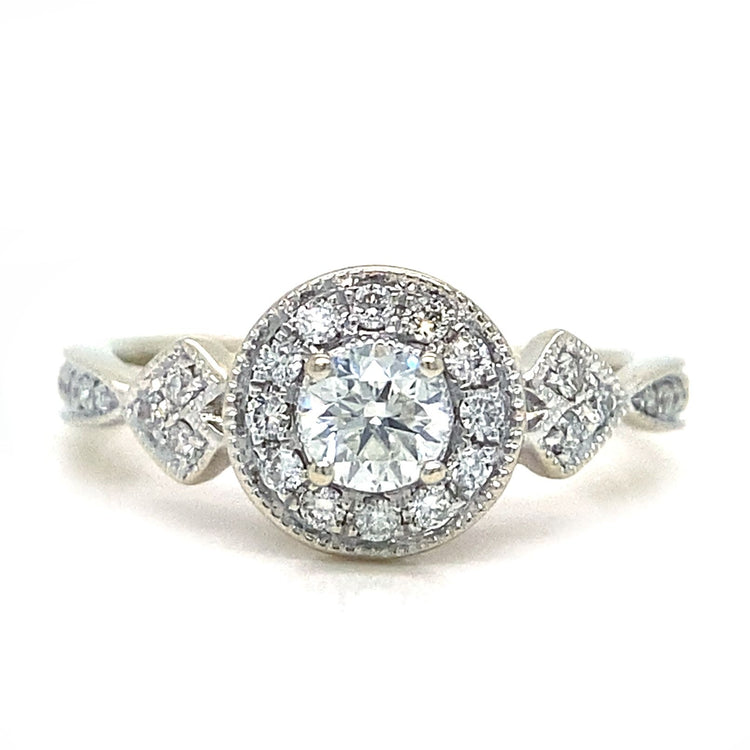 Pink Sapphire Accent Diamond Halo Ring