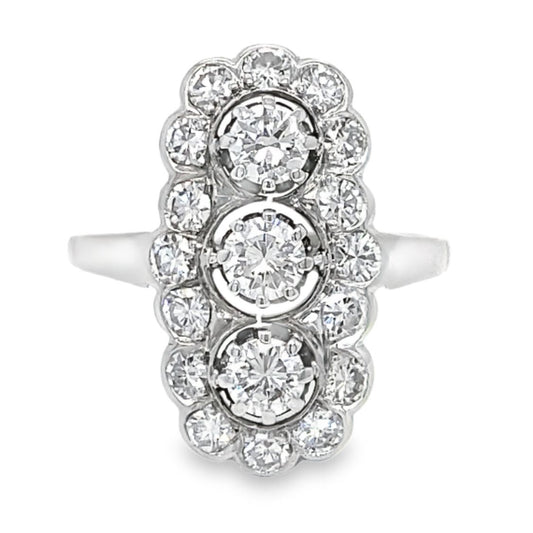 Vintage Style Elongated Diamond Ring