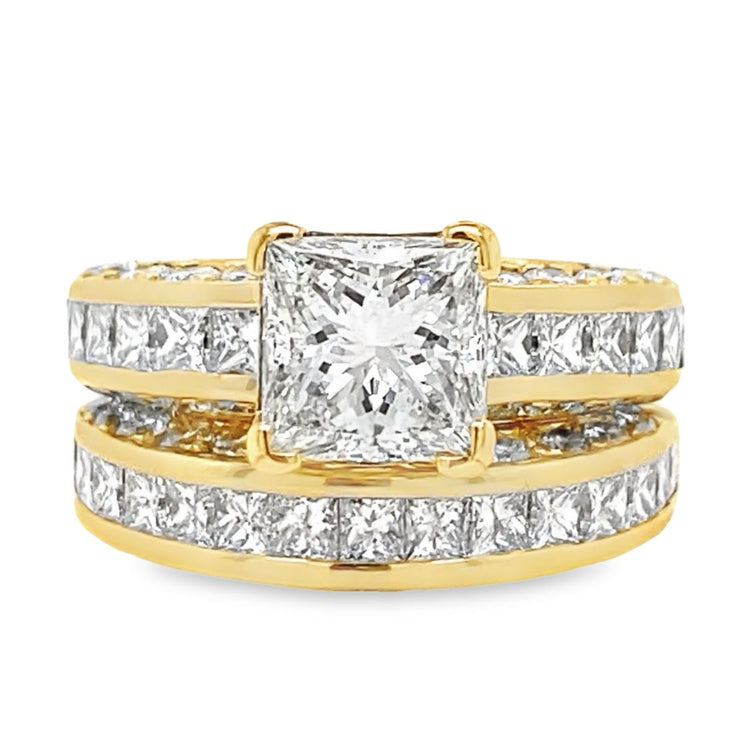 3.85TCW Princess Cut Diamond Wedding Set