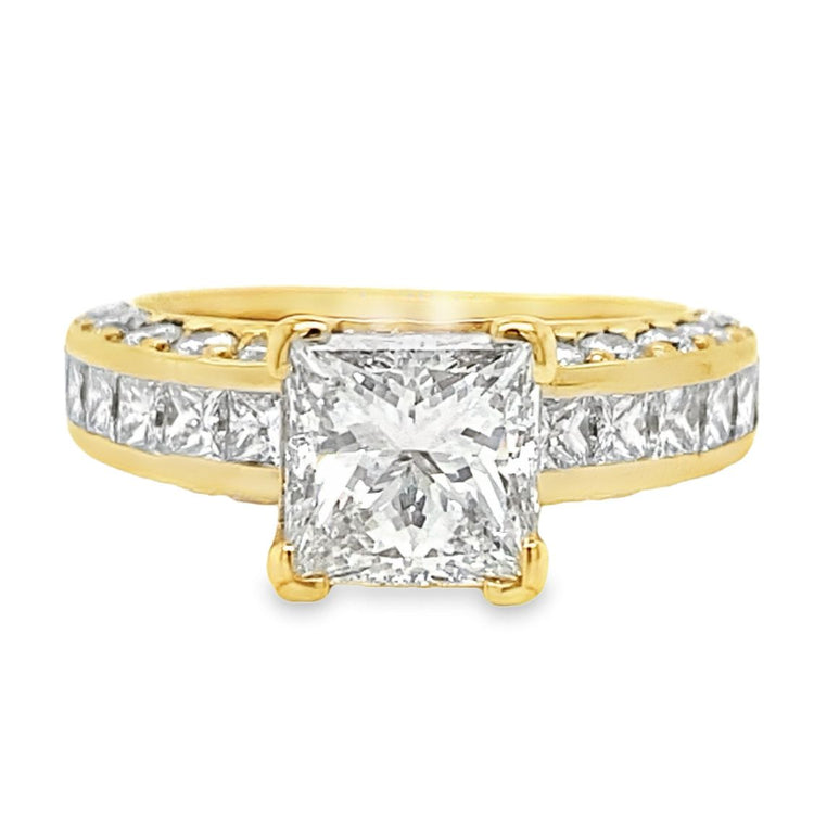 3.85TCW Princess Cut Diamond Wedding Set