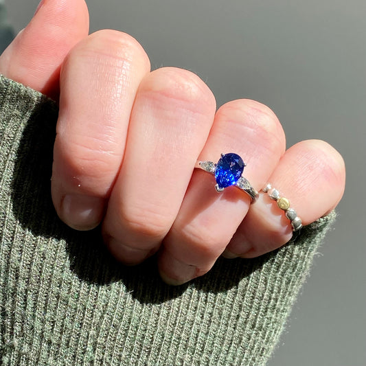 Pear Sapphire & Diamond Ring
