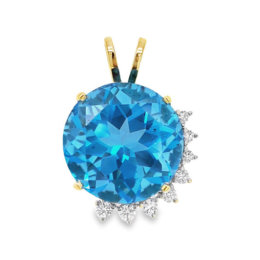 Swiss Blue Topaz & Diamond Pendant