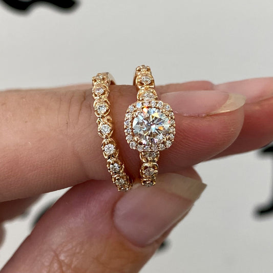 Lab Grown Diamond Halo Wedding Set