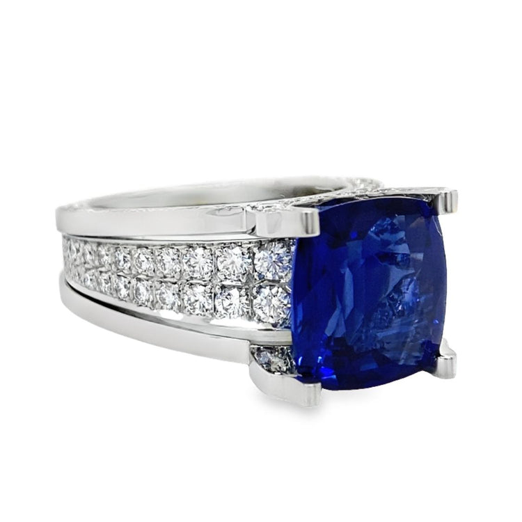 7.11CT Ceylon Sapphire & Diamond Ring