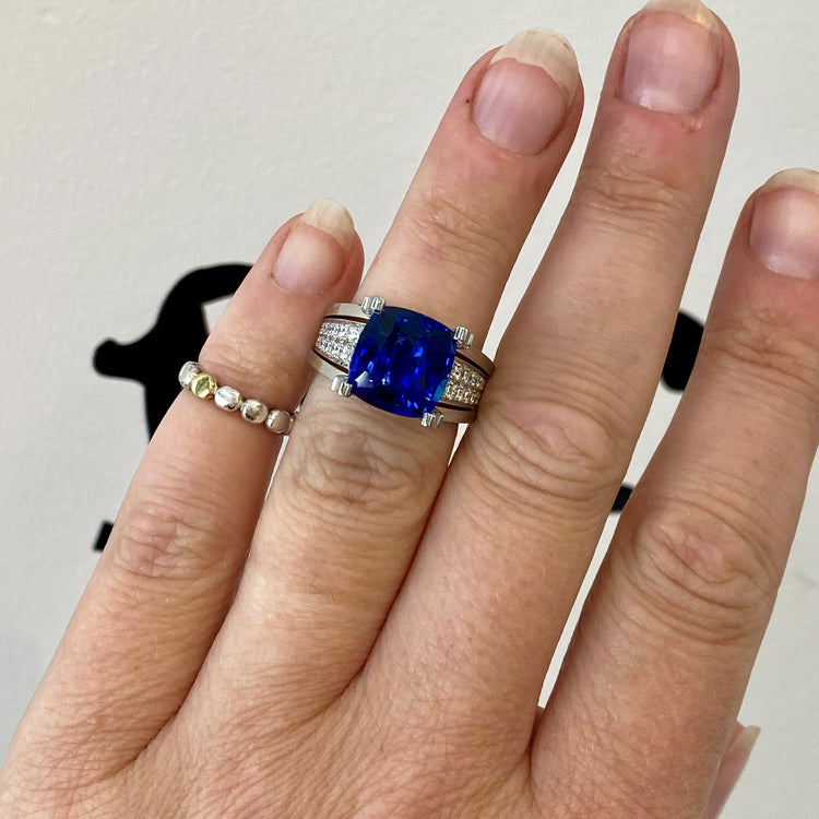 7.11CT Ceylon Sapphire & Diamond Ring