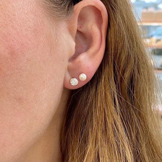 1.00TCW Half Bezel Diamond Studs