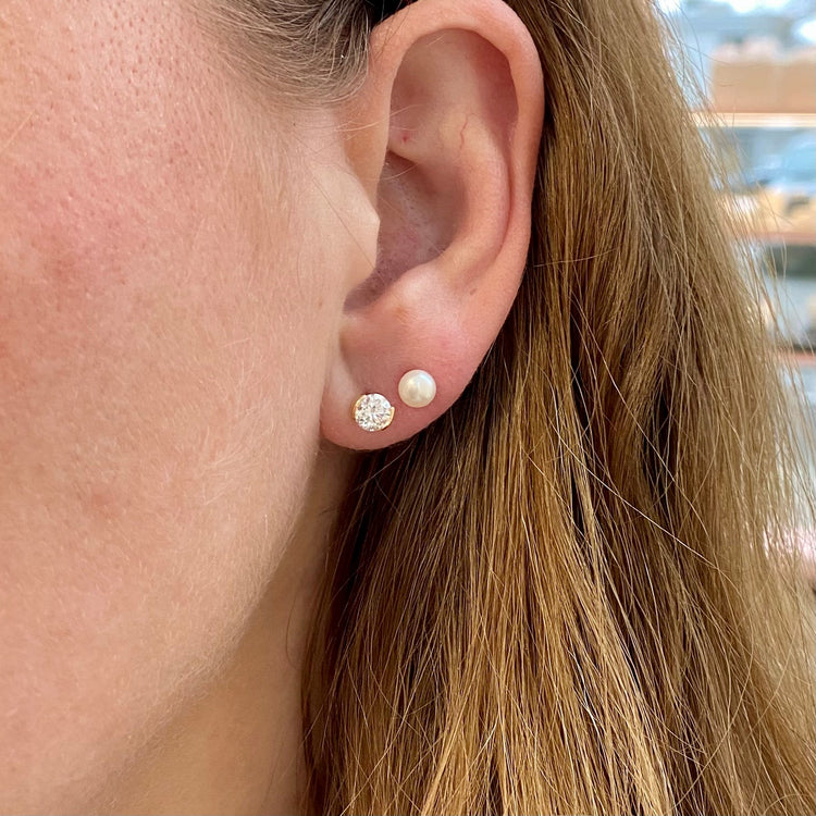 1.00TCW Half Bezel Diamond Studs