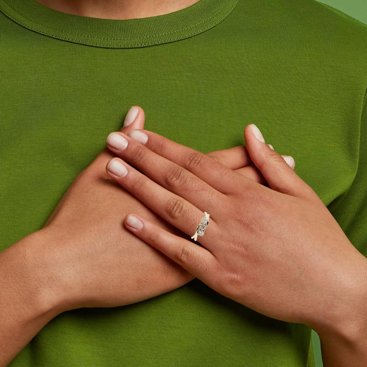 Rose & White Gold Three Stone Twist Ring