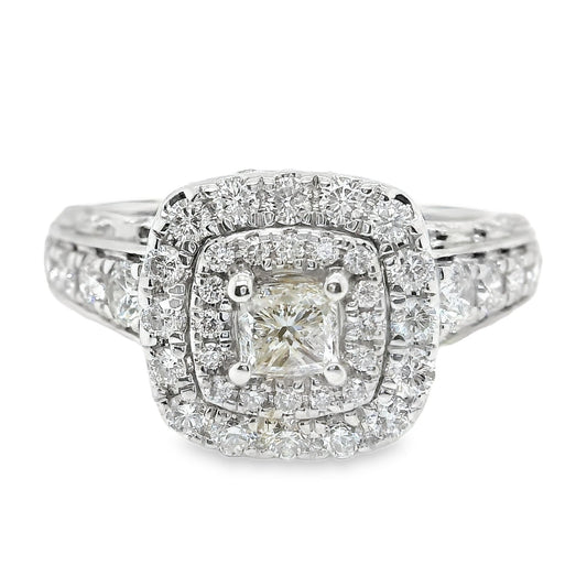 Double Halo Scalloped Profile Diamond Ring