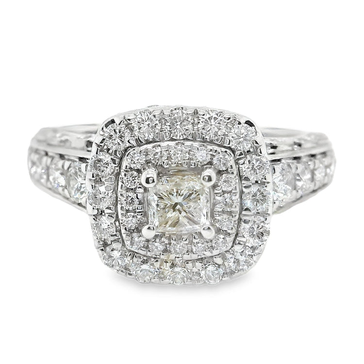 Double Halo Scalloped Profile Diamond Ring
