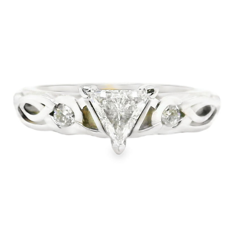 Triangle Diamond Celtic Style Diamond Ring