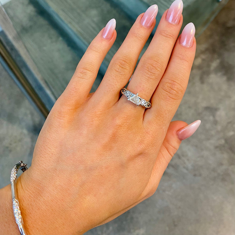 Triangle Diamond Celtic Style Diamond Ring