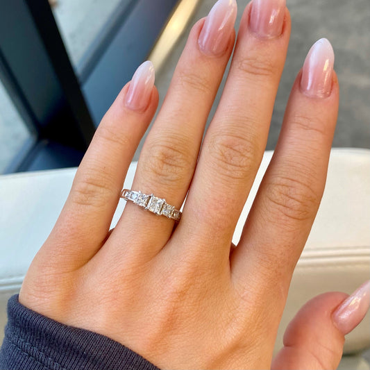 Princess Cut Diamond Three Stone Ring