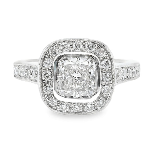 1.57TCW Bezel Cushion Diamond Ring
