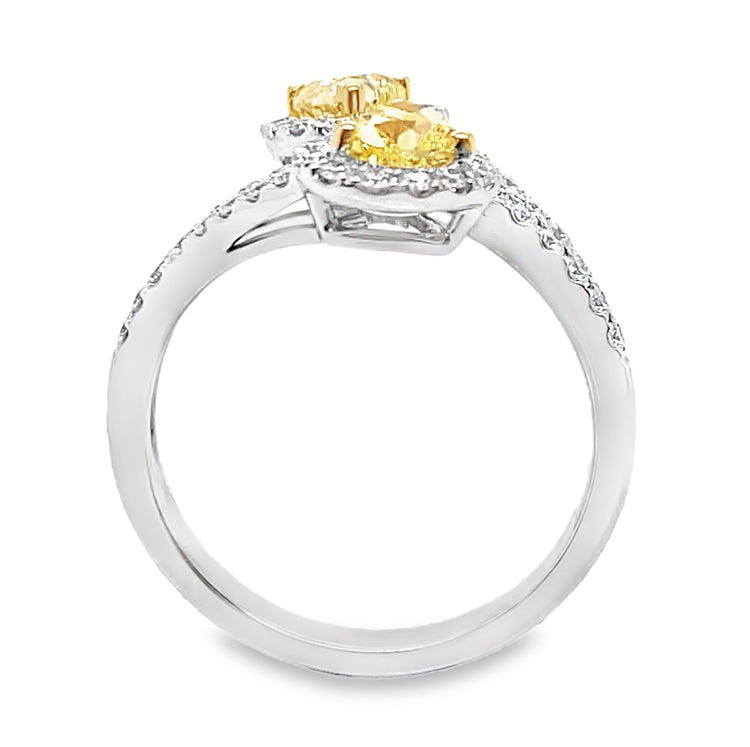 Yellow & White Diamond Heart Bypass Ring by EFFY