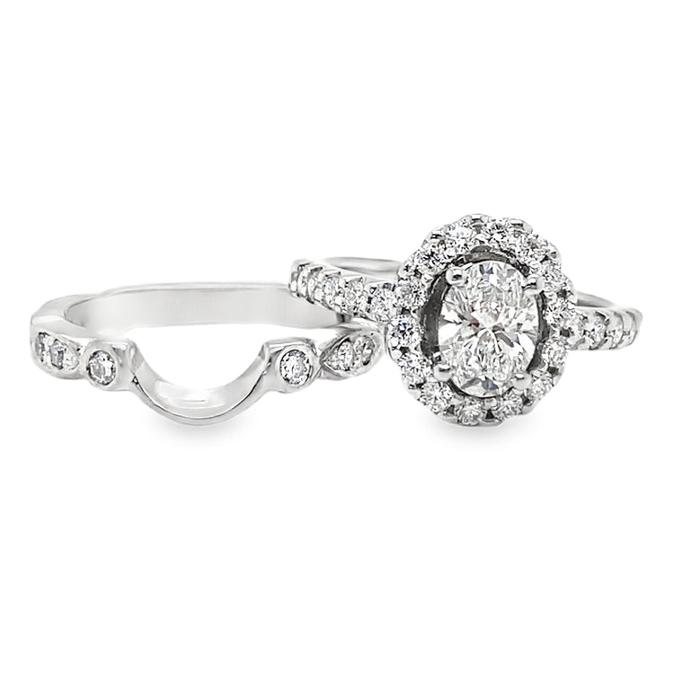 Oval Halo Diamond Wedding Set