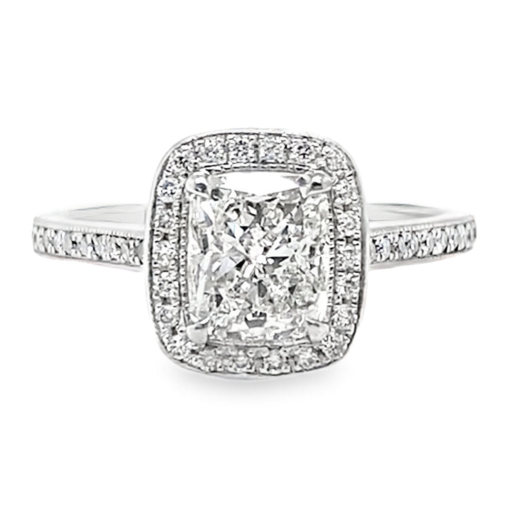 1.57TCW Cushion Cut Halo Diamond Ring