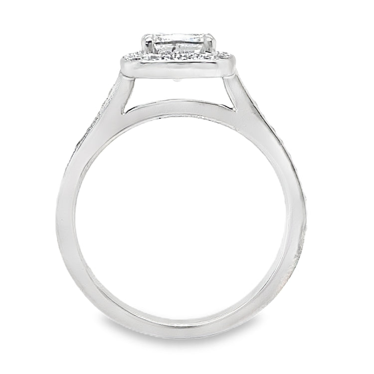 1.57TCW Cushion Cut Halo Diamond Ring