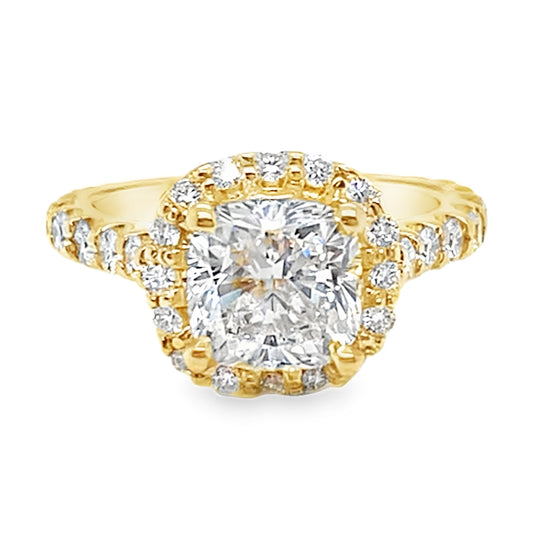 2.83TCW Cushion Cut Diamond Halo Ring