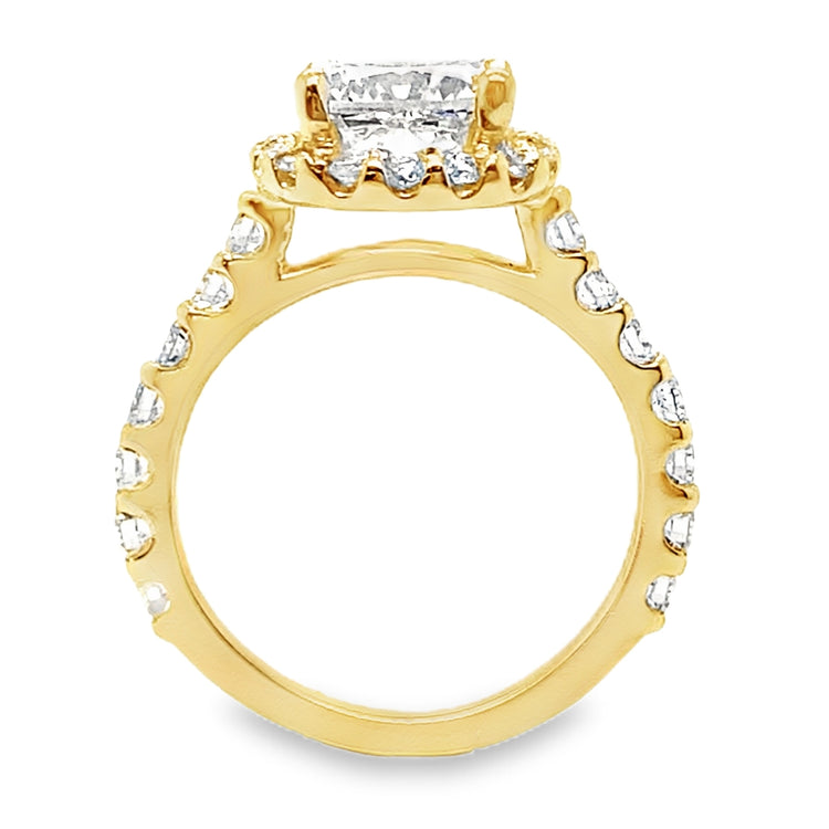 2.83TCW Cushion Cut Diamond Halo Ring