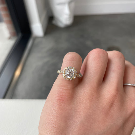 2.83TCW Cushion Cut Diamond Halo Ring