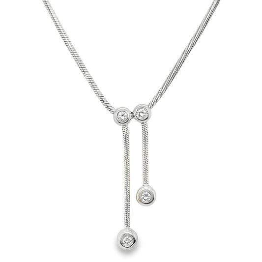 Bezel Set Diamond Double Lariat Necklace