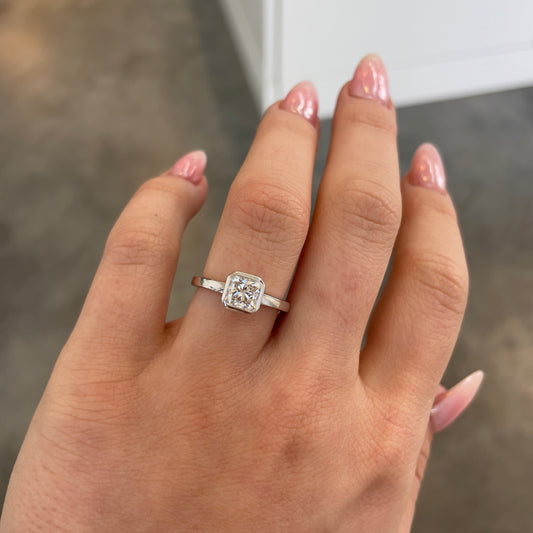 Radiant Bezel Canadian Diamond Ring by Noam Carver