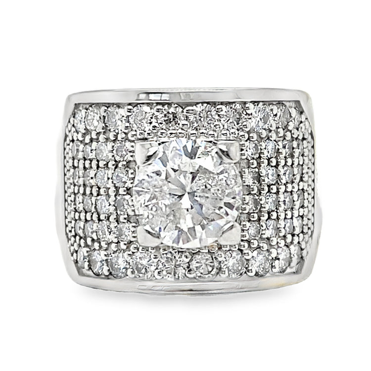 2.25TCW Two Tone Pave Ring with Stirrup Shank