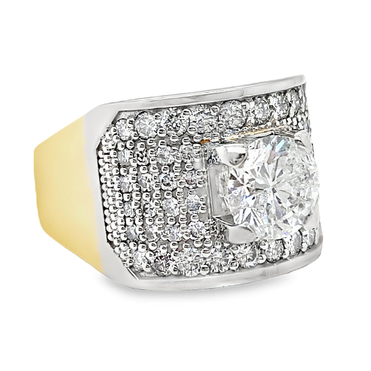 2.25TCW Two Tone Pave Ring with Stirrup Shank
