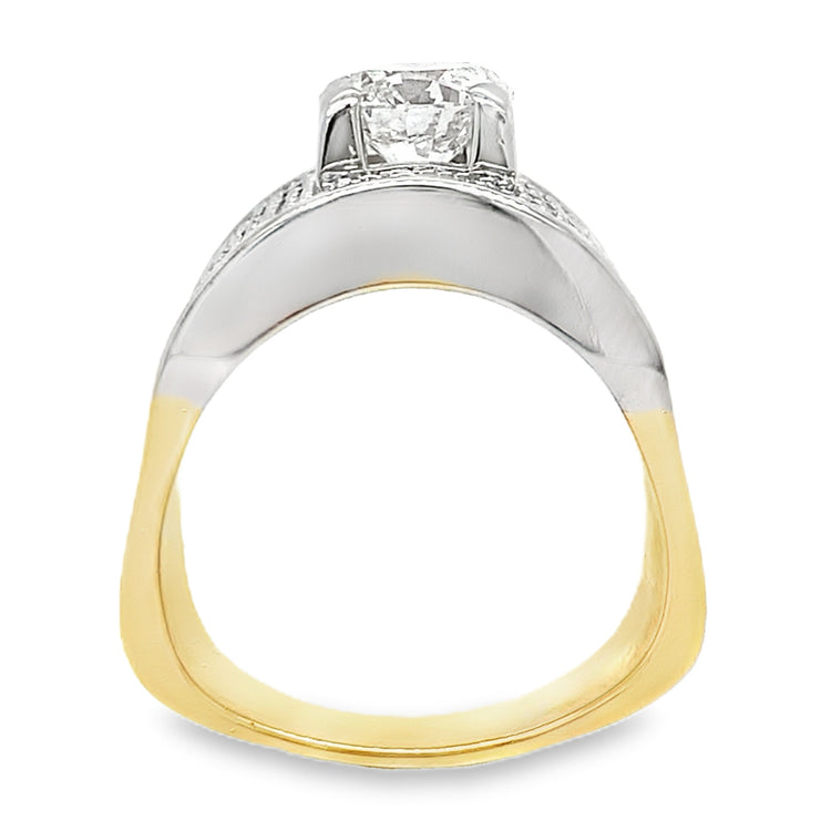 2.25TCW Two Tone Pave Ring with Stirrup Shank
